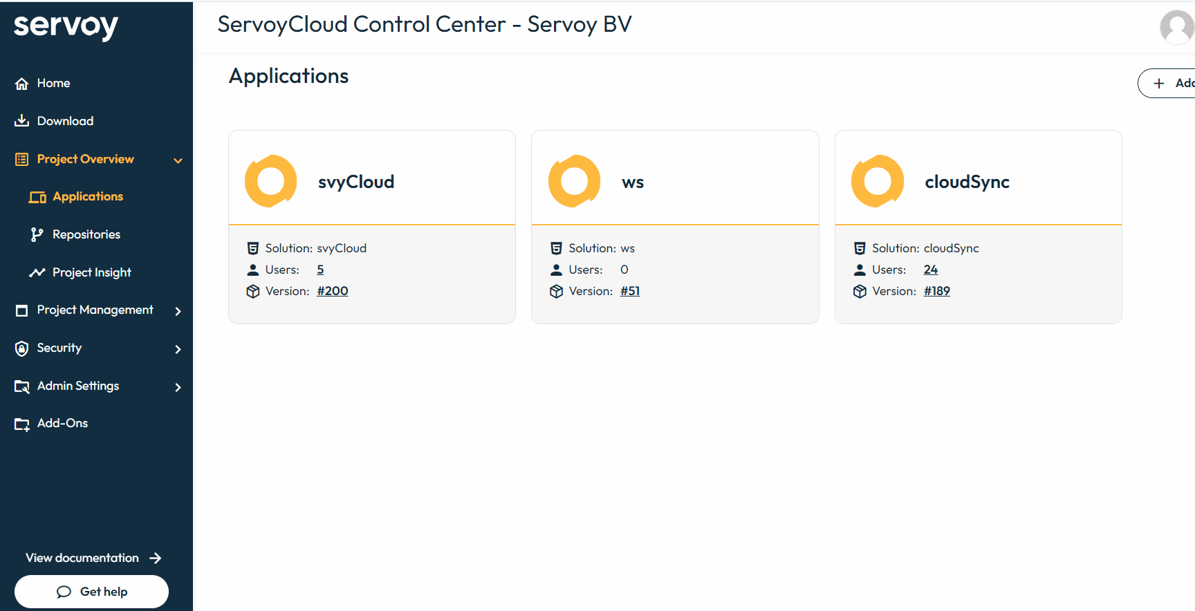 Servoy Cloud Control Center